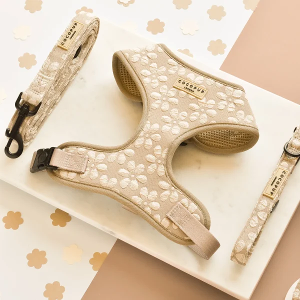 Cocopup London Adjustable Neck Harness LUXE - Mocha Flower - Image 3