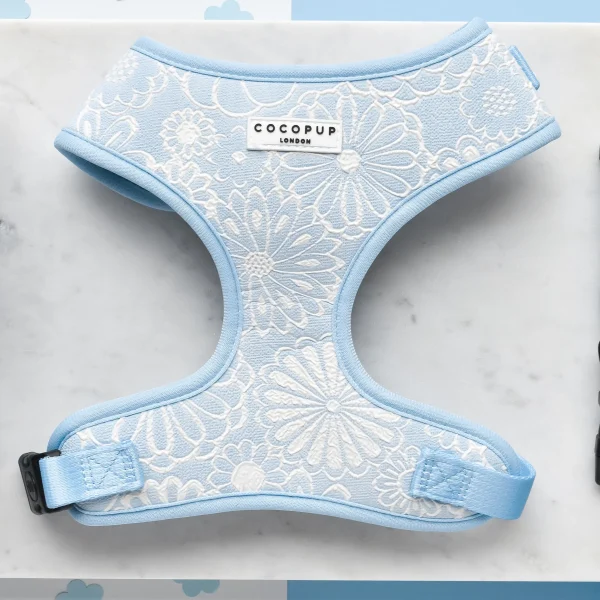 Cocopup London Adjustable Neck Harness LUXE - Baby Blue Flower