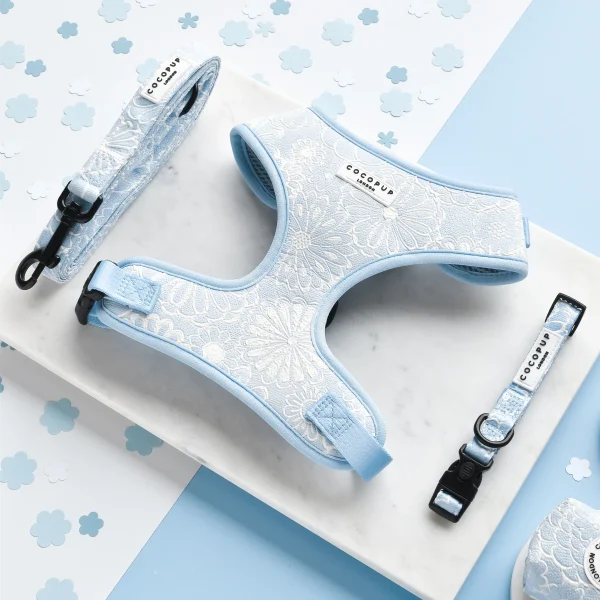 Cocopup London Adjustable Neck Harness LUXE - Baby Blue Flower - Image 4
