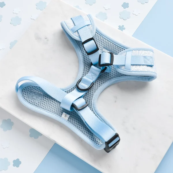 Cocopup London Adjustable Neck Harness LUXE - Baby Blue Flower - Image 2