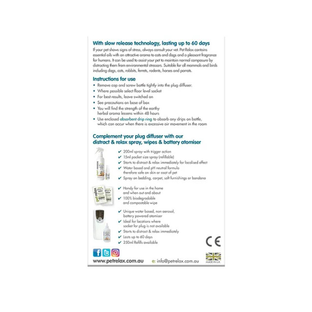 Pet Relax Natural Distract & Relax Plug Diffuser - Refill - Image 2